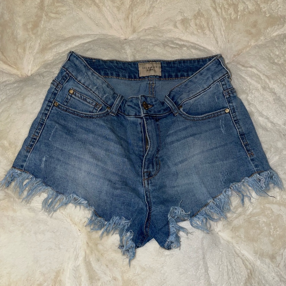Light wash denim shorts